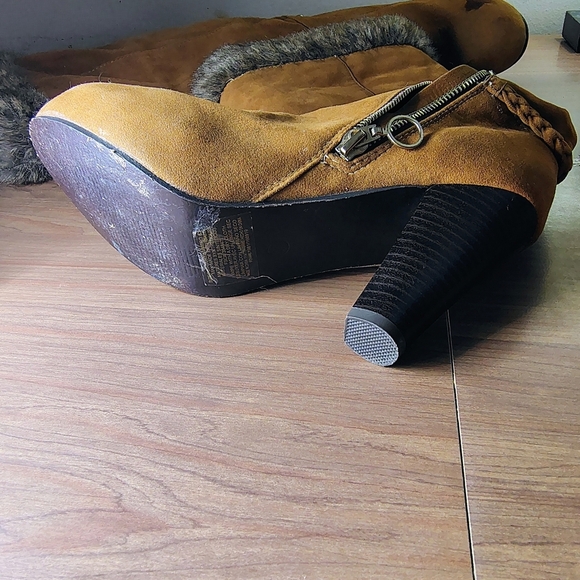 Tan Faux Fur Lined Knee-High Boots - Picture 6 of 10